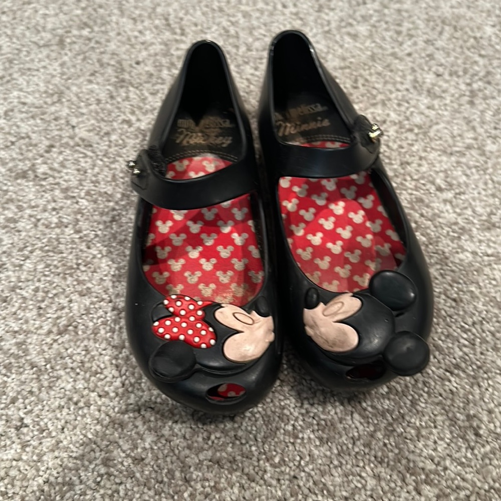 Toddler girls mini and mickey kissing dress shoes